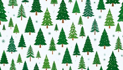 Obraz premium Charming Christmas tree pattern with playful snowflakes perfect for festive holiday designs
