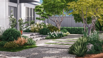 Obraz premium Modern front yard landscaping design