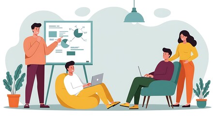 Creative business team working together on project in office space