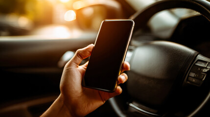 Mobile phone use while holding the steering wheel during sunset