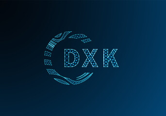 DXK low poly letter logo vector design. DXK lower poly logo design. DXK unique low poly logo design.
