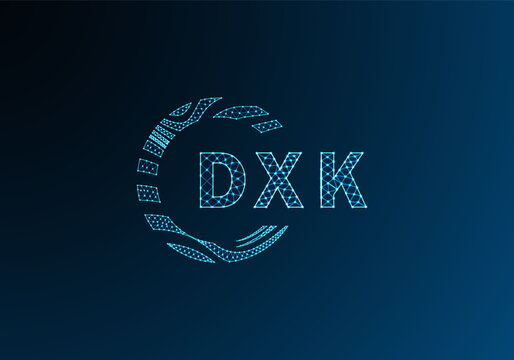 DXK low poly letter logo vector design. DXK lower poly logo design. DXK unique low poly logo design.