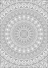 Full page adult line art mandala coloring pages zentangle flower outline black and white art