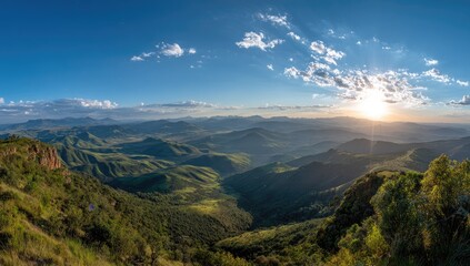 Obraz premium Panoramic mountain vista at sunset (2)