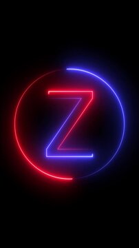 Neon Letter Z with Red and Blue Gradient Inside a Glowing Circle on Black image photo