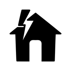 Fototapeta premium Icon depicting house struck by lightning, symbolizing disaster or misfortune event