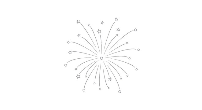 Simple Outline Illustration of a Bursting Firework Display.