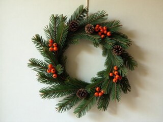 christmas wreath on white background