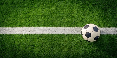 Obraz premium Top-Down View of Soccer Ball on Field