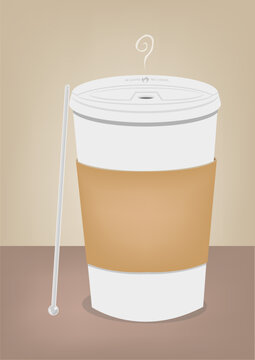 Tall Coffee Cup on a Table Illustration. Vector eps10 Editable clip art