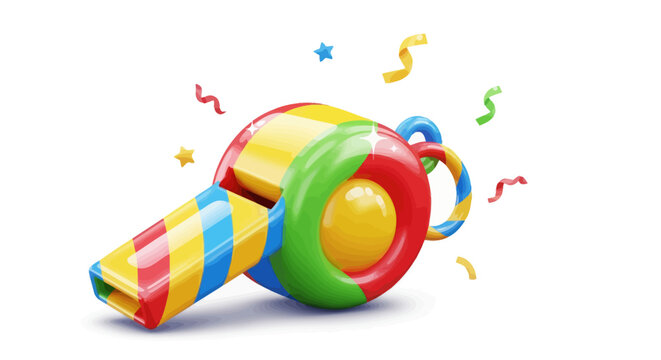 Colorful Party Whistle with Confetti Illustration.