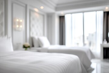 Blurred hotel room interior