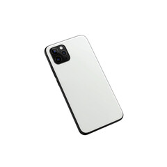 Modern white smartphone with dual camera module isolated on dark transparent background