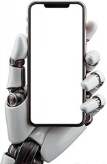 Robotic hand holding a blank smartphone (4)