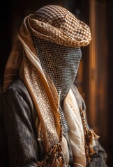 Close-up of person in traditional Middle Eastern garb