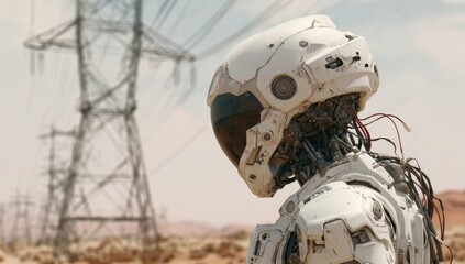 Futuristic robot in a desert landscape (1)