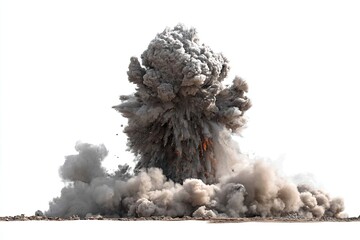 Massive explosion with gray smoke cloud
