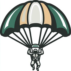 Parachutist in mid-air with open parachute