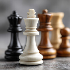 Fototapeta premium Close-up of chess pieces on a board.