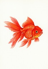 Fototapeta premium Golden fish: An elegant illustration of a golden fish with flowing fins and a vibrant hue, a symbol of grace and beauty.