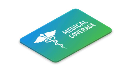 Medical Coverage Card with Caduceus Symbol in Blue and Green Gradient.