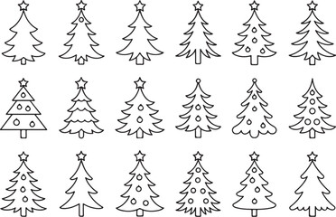 Obraz premium Holiday Tree Silhouette Set bundle