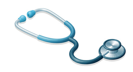 A blue and silver medical stethoscope for listening to body sounds.