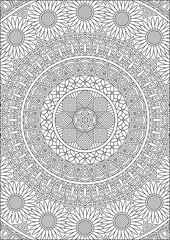Abstract mandala design for adult coloring book anti stress color therapy art