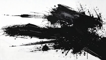 Abstract black ink strokes on white