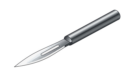 Surgical Scalpel with Sharp Steel Blade and Metal Handle.