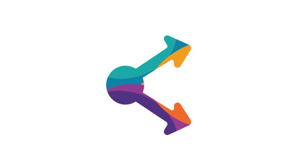 Abstract colorful gradient arrows pointing opposite directions.