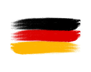 Germany flag classic. Creative German flag grunge paint brush stroke on white background.