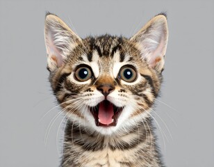 Obraz premium A surprised tabby kitten's close-up