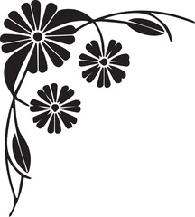 Floral Corner Ornaments With Daisy Like Flowers