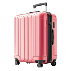 Stylish pink carryon suitcase with a combination lock perfect for travel featuring a sleek design and durable construction for modern travelers on transparent background