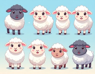 Adorable cartoon sheep illustrations