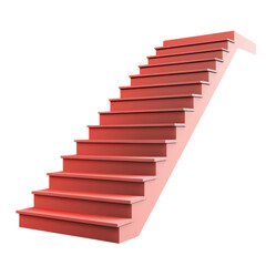 3d rendering of a salmon colored staircase against a ideal for architectural visualization or abstract design projects and presentations on transparent background