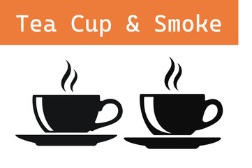 Whimsical Tea Time A Graphic Illustration of Steaming Cups and Playful Typography for Cafe or Brand Design