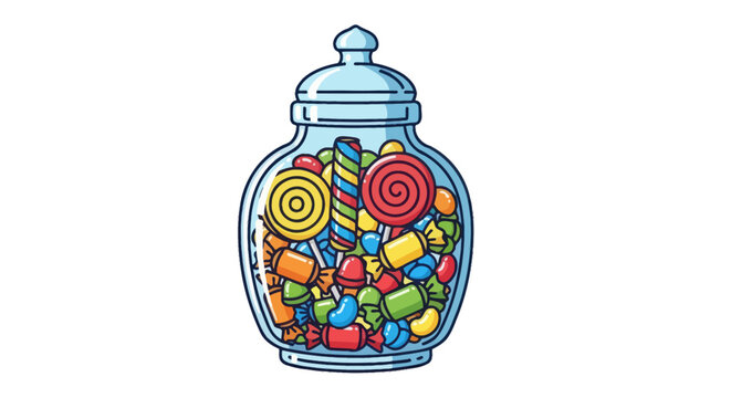Colorful Candy Jar Filled with Assorted Treats.