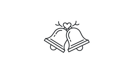 Simple Black and White Wedding Bells with Heart.