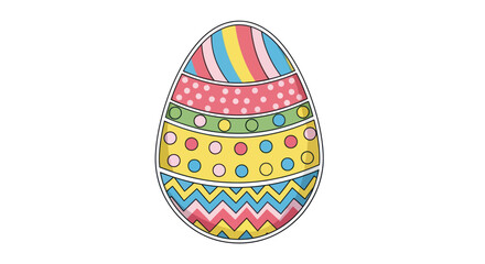 Decorated Easter Egg with Colorful Stripes and Dots.