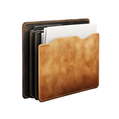 Leather document folder with paper showcasing organization and style for professional use ideal for office home or travel against a on transparent background