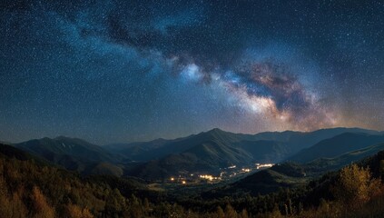 Nighttime mountain vista, Milky Way