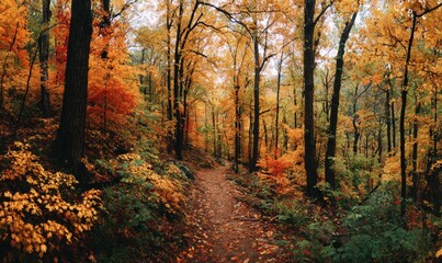 Fototapeta premium Autumnal forest path (1)