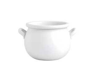 Empty White 3D Rendered Cartoon Pot with Handles Isolated on Black Background