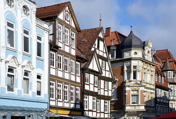 Obraz premium Historical Buildings in the Old Town of Hameln, Lower Saxony
