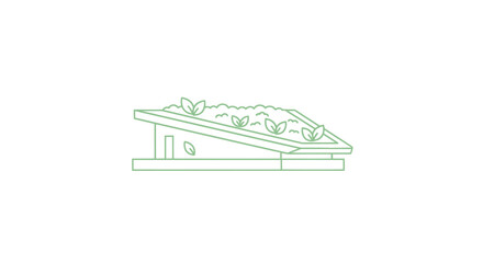 Simple Outline Illustration of a Birdhouse with Plants.