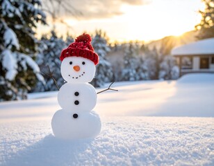 Fototapeta premium Snowman in winter wonderland