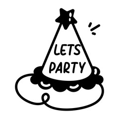 A sketchy style icon showing a party hat
