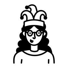 A doodle style icon showing a jester hat